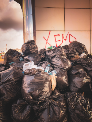 Pile of black bags